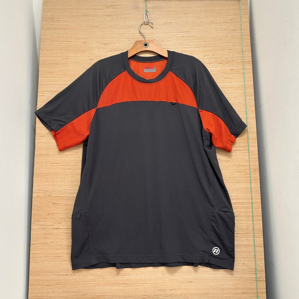 Novara Mens XL Cycling Jersey Charcoal Orange Mesh Back Zipper Pockets